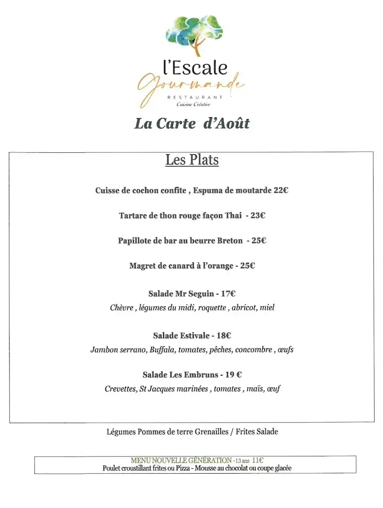 Menu_L' Escale Gourmande Les Embruns Le Pouldu_Clohars-Carnoët_image_4