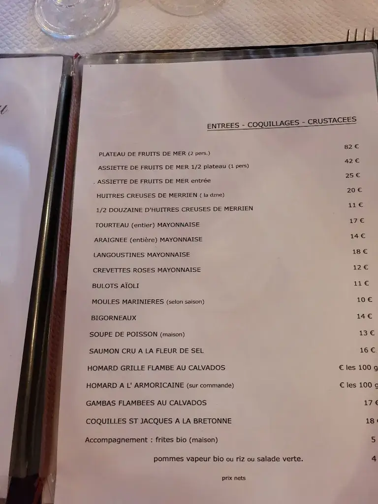 Menü_Restaurant Chez Clément Portier_Clohars-Carnoët_Bild_1