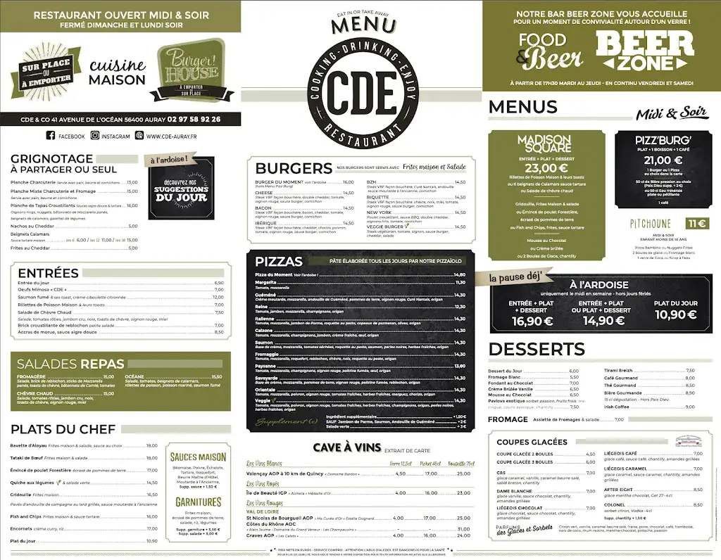 Menu_Brasserie CDE & Beer Zone Auray_Auray_image_1