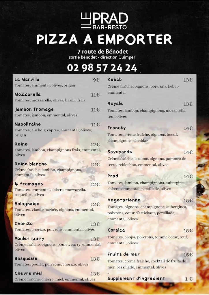 Menu_Bar Restaurant le Prad_Clohars-Fouesnant_image_1