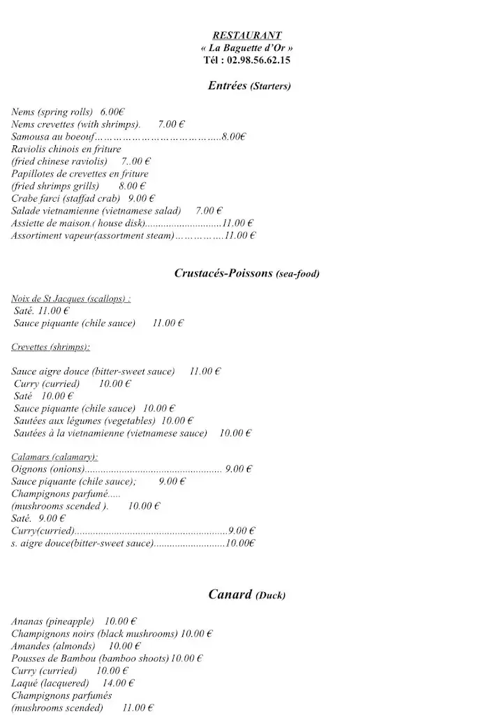 Menu_Restaurant La Baguette d'Or_Fouesnant_image_2