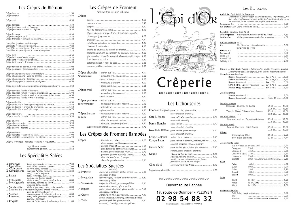 Menu_Crêperie l'Épi d'Or à Fouesnant - Pleuven_Pleuven_image_1