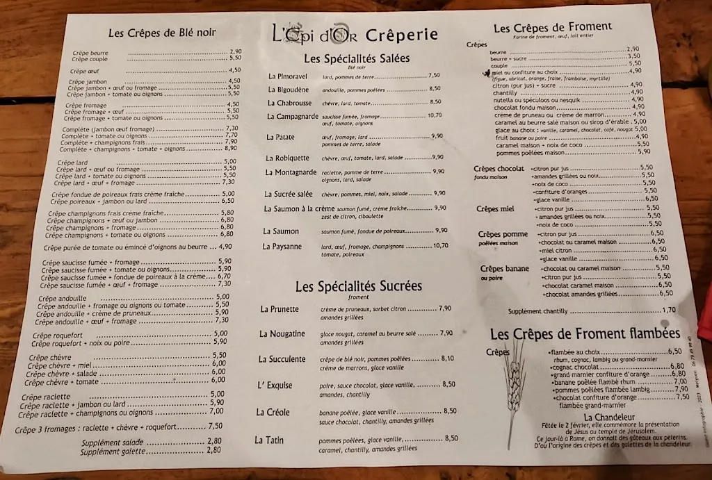 Menu_Crêperie l'Épi d'Or à Fouesnant - Pleuven_Pleuven_image_2