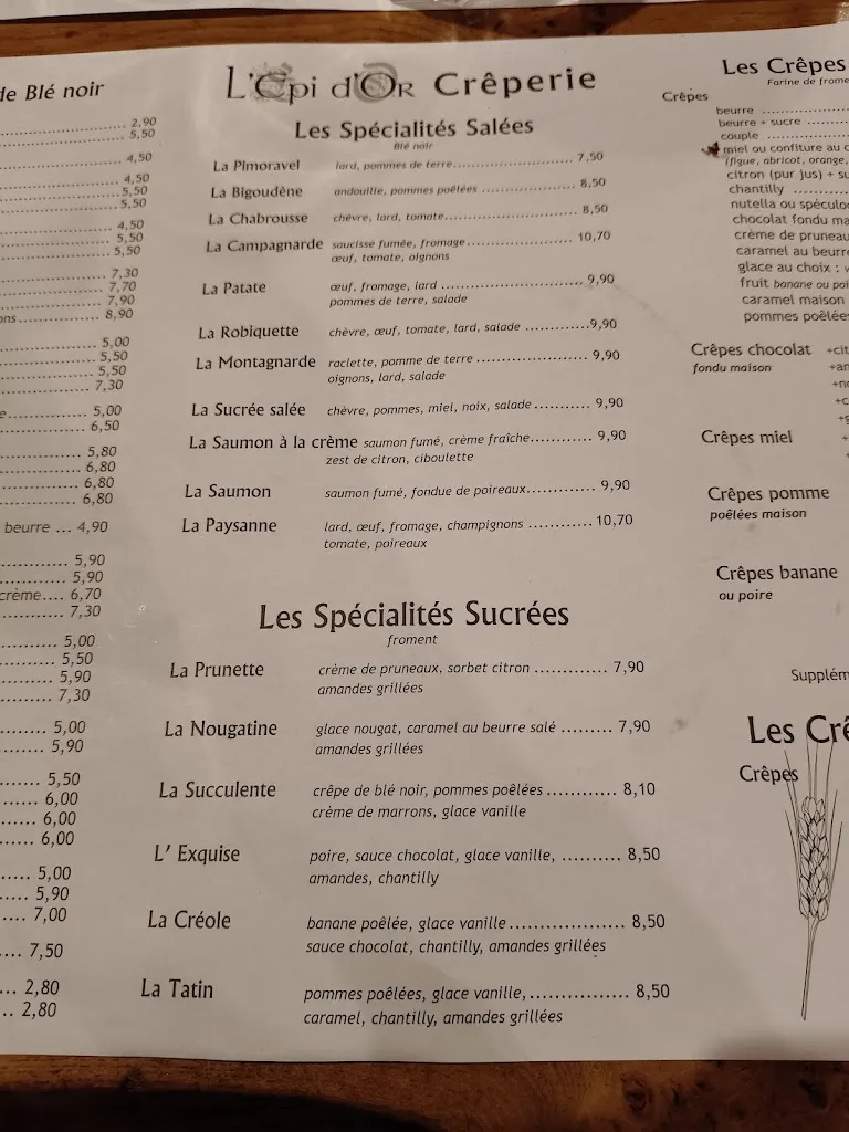 Menu_Crêperie l'Épi d'Or à Fouesnant - Pleuven_Pleuven_image_3