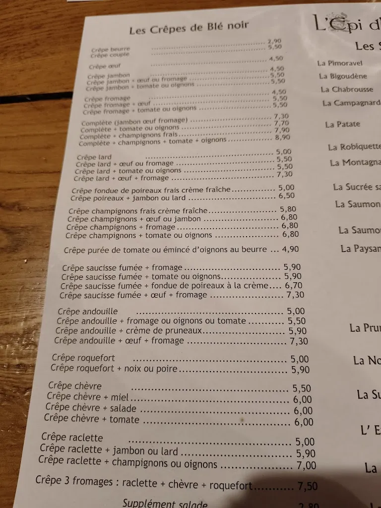 Menu_Crêperie l'Épi d'Or à Fouesnant - Pleuven_Pleuven_image_4