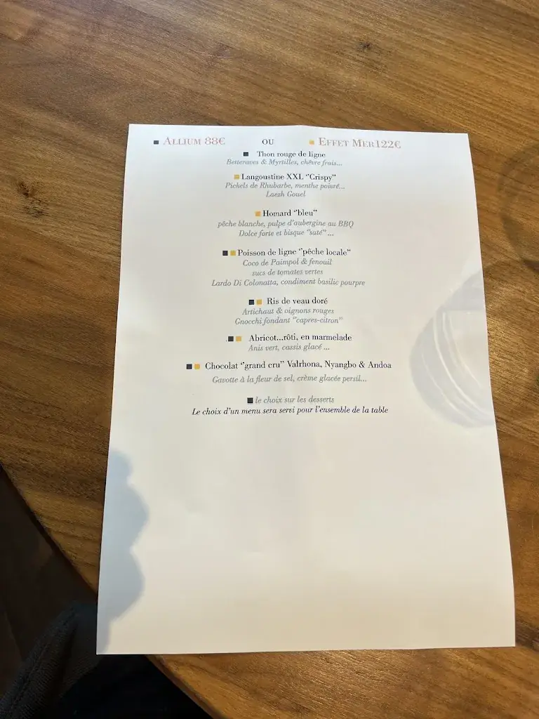 Menu_Restaurant Allium, Quimper_Quimper_image_1