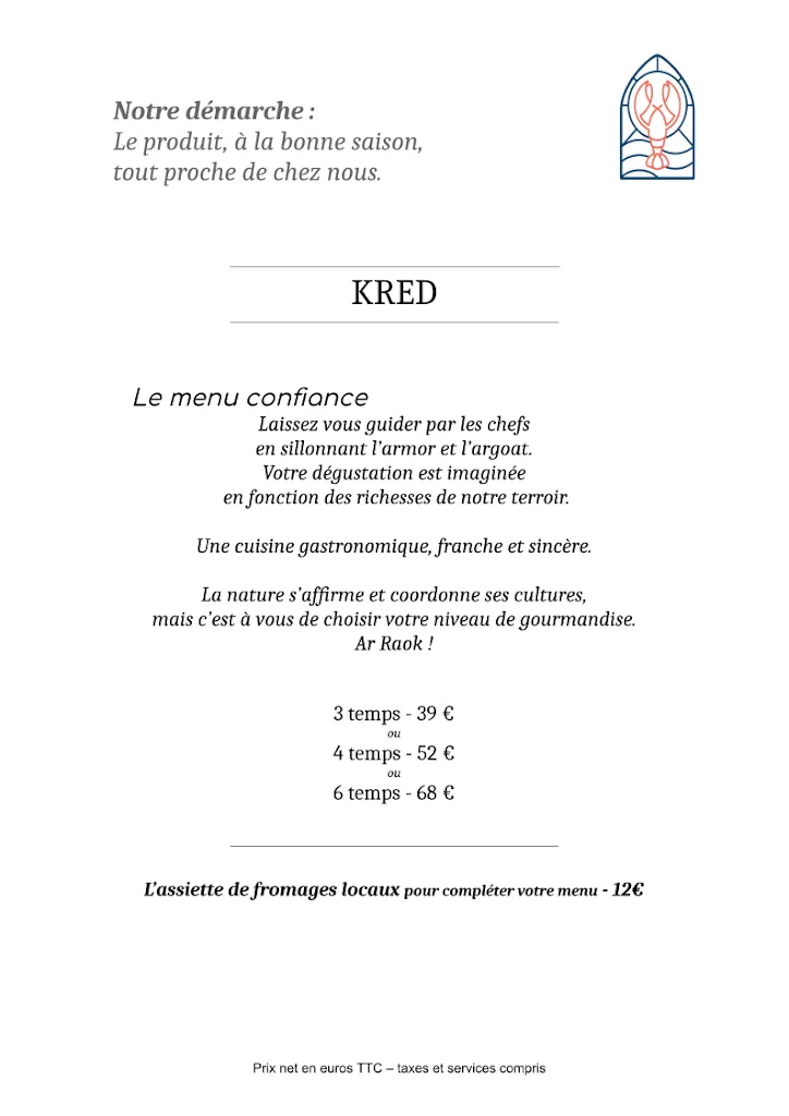 Menu_Auberge de la Vieille Eglise_Trégastel_image_2