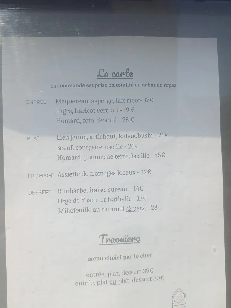 Menu_Auberge de la Vieille Eglise_Trégastel_image_3