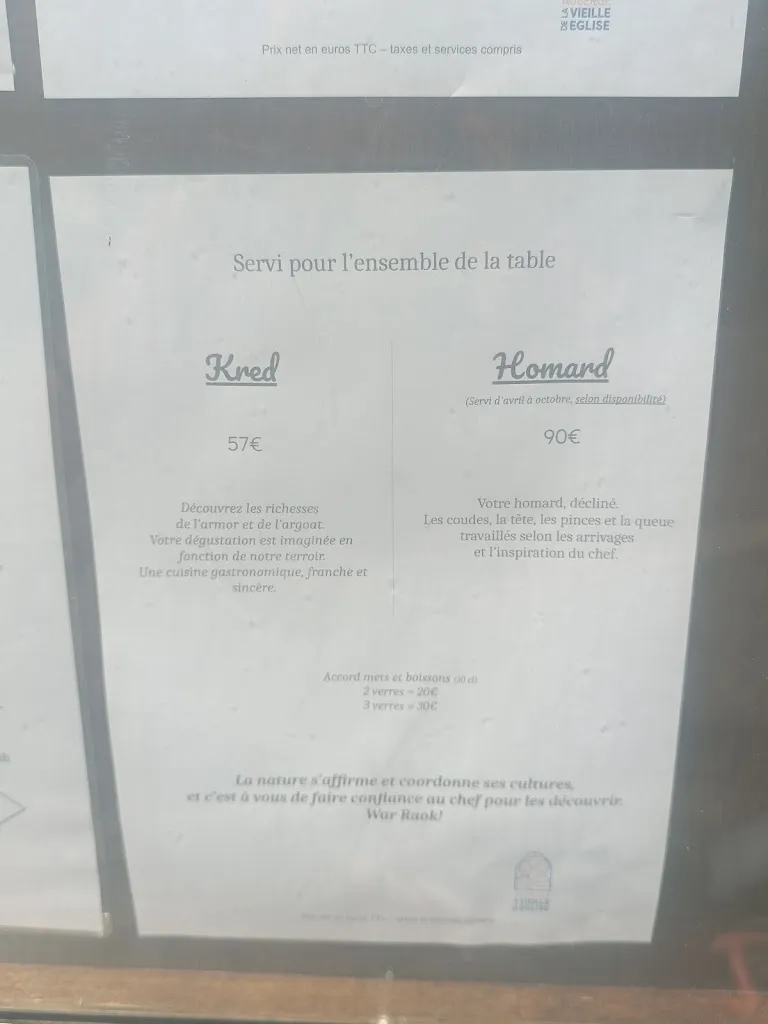 Menu_Auberge de la Vieille Eglise_Trégastel_image_4