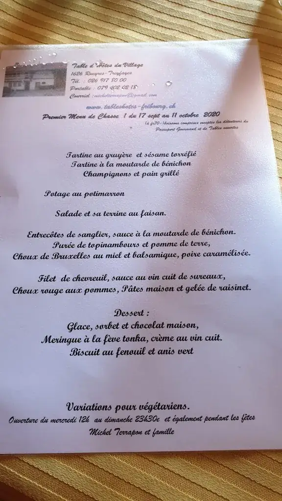 Menu_Table d'hôtes du Village_Rueyres-Treyfayes_image_1