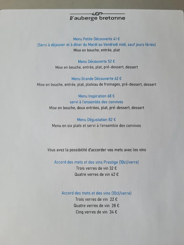 Menu_L'Auberge Bretonne_Roche-Bernard_image_1