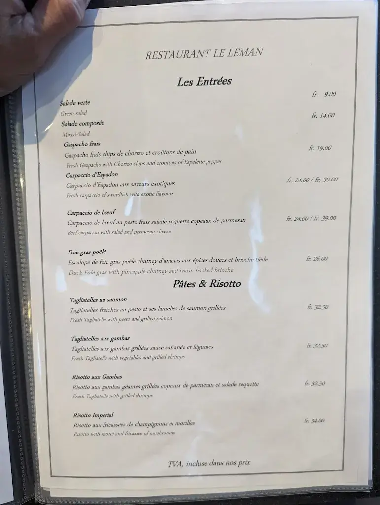 Menu_RESTAURANT LE LEMAN_Vevey_image_2