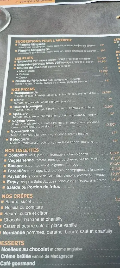 Menu_Pizzeria et Crêperie LE REFECTOIRE_Erquy_image_2