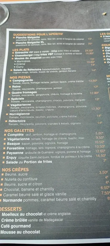 Menu_Pizzeria et Crêperie LE REFECTOIRE_Erquy_image_3