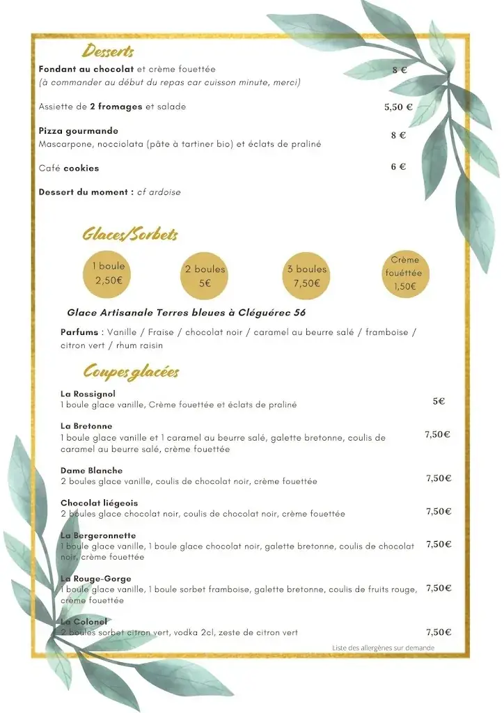 Menu_Pizzéria et Hébergements L'Ile aux Oiseaux Guern_Guern_immagine_3