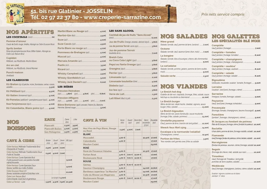 Menu_Crêperie La Sarrazine_Josselin_immagine_1