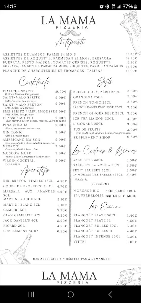 Menu_Restaurant-Pizzeria La mama_Fréhel_image_2