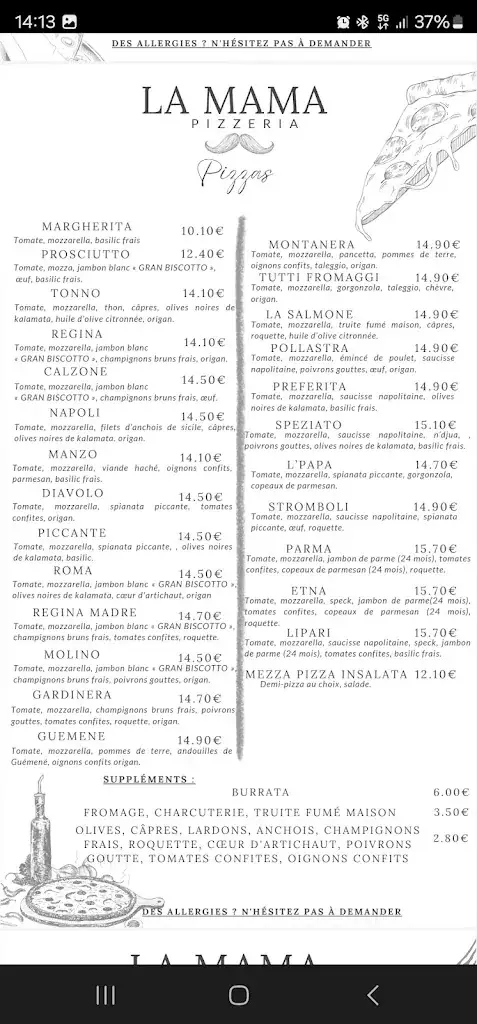 Menu_Restaurant-Pizzeria La mama_Fréhel_image_4