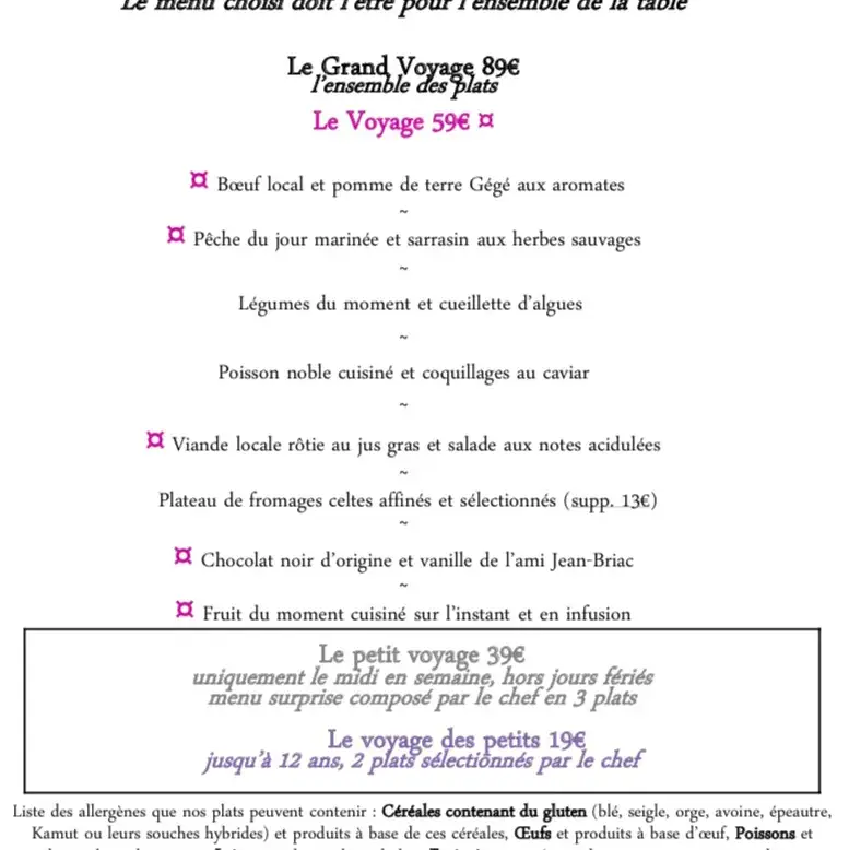 Menu_Hôtel Restaurant Maison Tiegezh_Guer_image_3