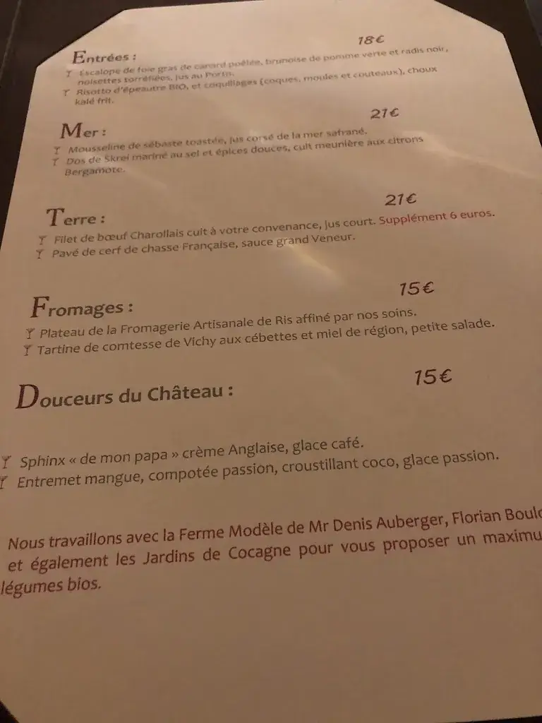 Menu_Restaurant Le Château du Bost_Bellerive-sur-Allier_image_2