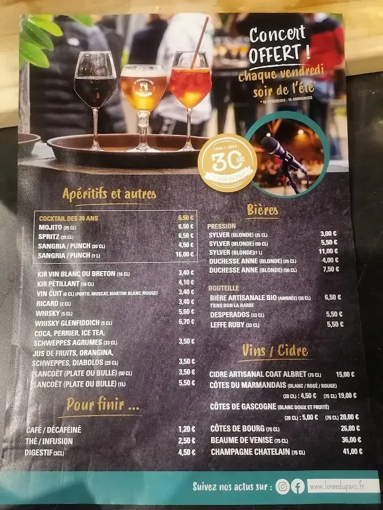 Menu_L'orée Du Parc - Restaurant Becherel_Bécherel_image_2