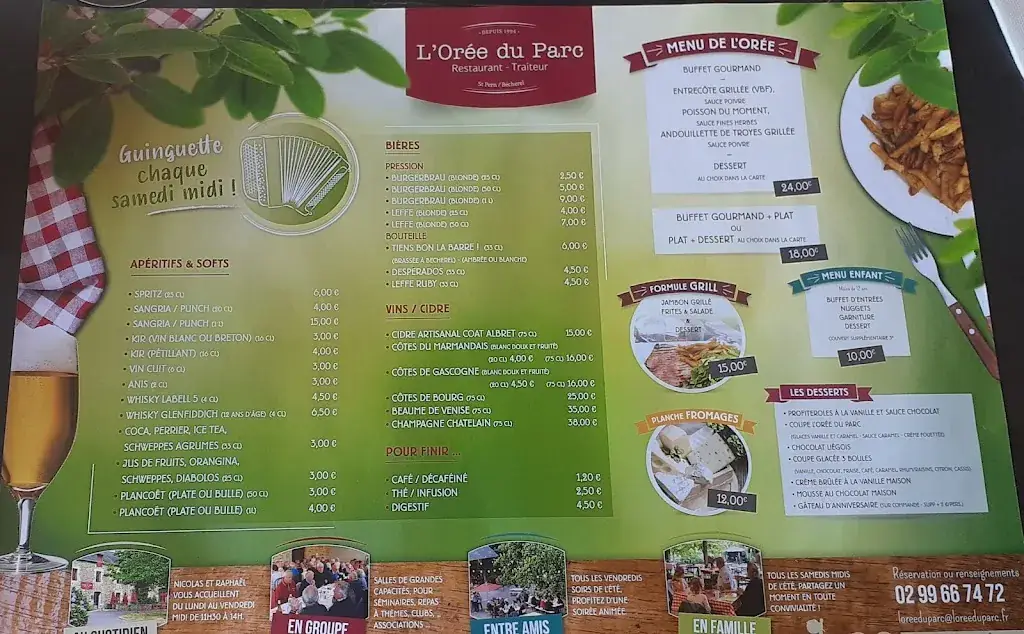 Menu_L'orée Du Parc - Restaurant Becherel_Bécherel_image_3