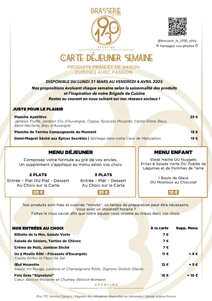 Brasserie Le 1930 - Sporting Vichy_Bellerive-sur-Allier_menu_image_1