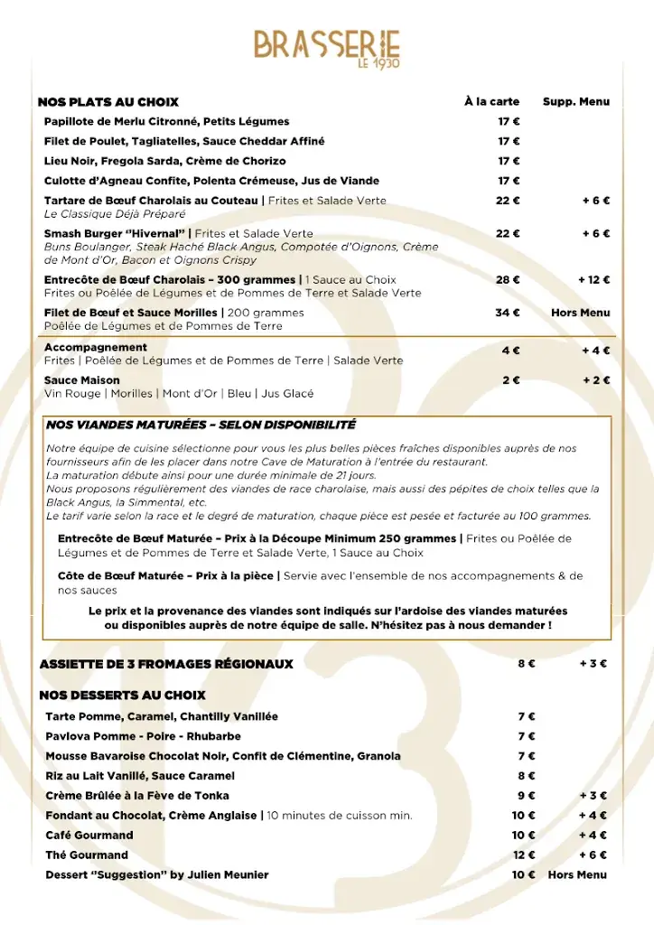 Menu_Brasserie Le 1930 - Sporting Vichy_Bellerive-sur-Allier_immagine_2