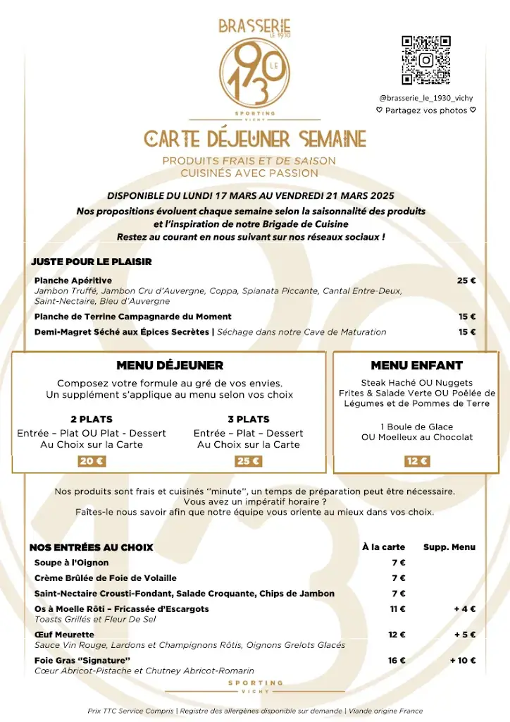 Menu_Brasserie Le 1930 - Sporting Vichy_Bellerive-sur-Allier_immagine_3