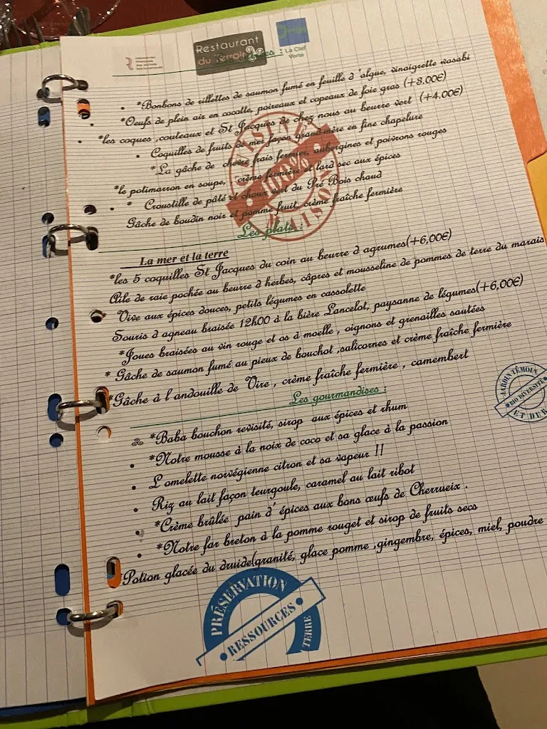 Menu_La Table du Marais_Fresnais_image_1