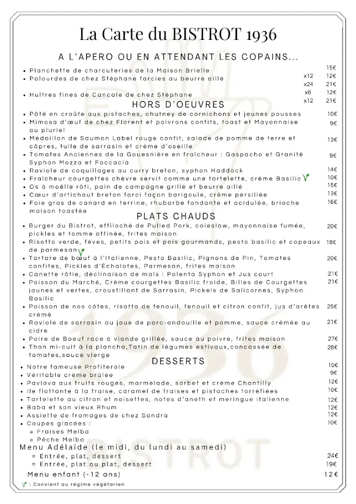 Menu_Restaurant Bistrot 1936_Saint-Méloir-des-Ondes_image_1