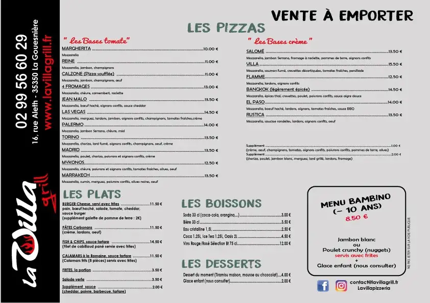 Menü_La Villa Grill/Pizzeria_Gouesnière_Bild_1