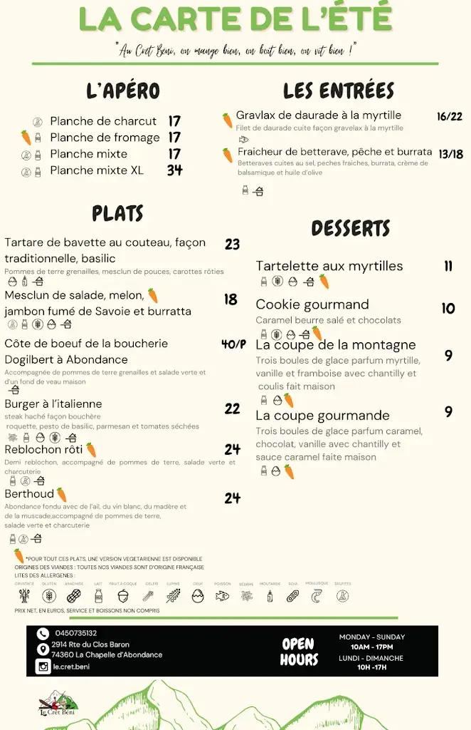 Menu_Restaurant Le Crêt Béni_Chapelle-d'Abondance_image_1