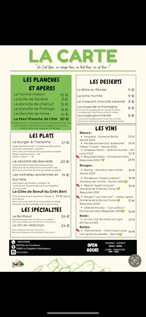 Menu_Restaurant Le Crêt Béni_Chapelle-d'Abondance_image_2