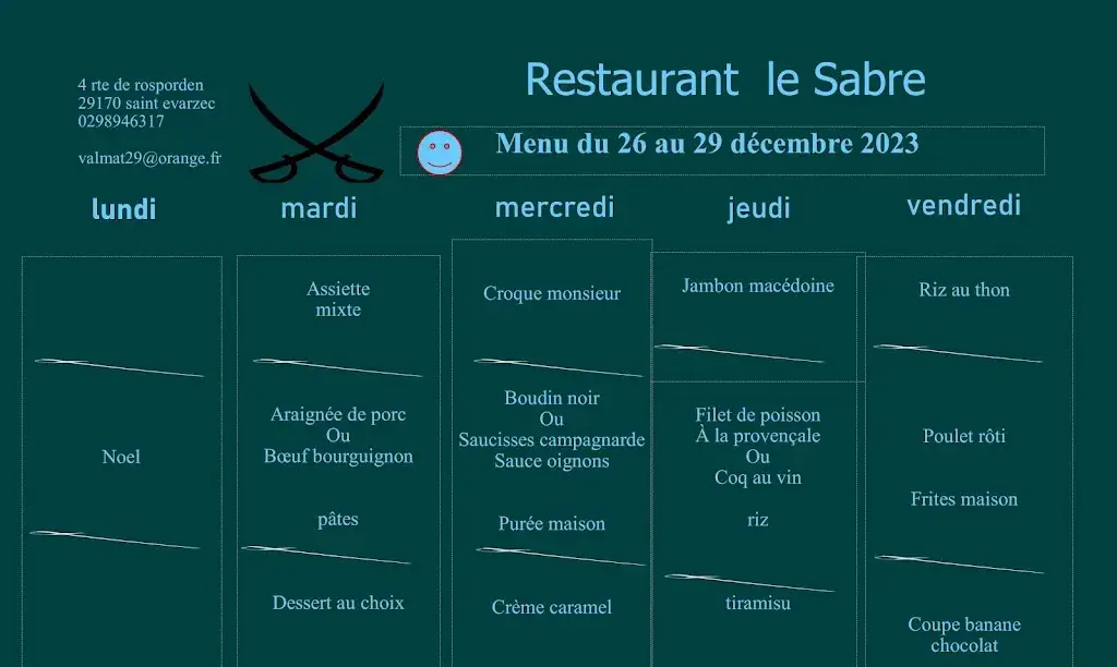 Menu_Le Sabre. Bar Restaurant_Saint-Évarzec_image_2