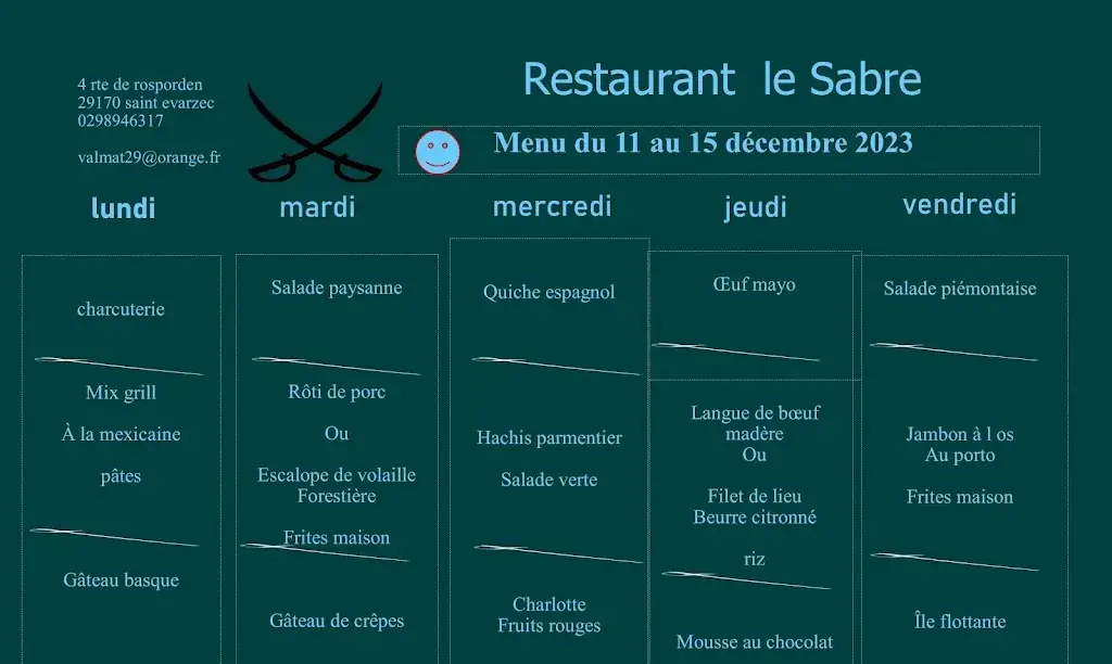 Menu_Le Sabre. Bar Restaurant_Saint-Évarzec_image_3