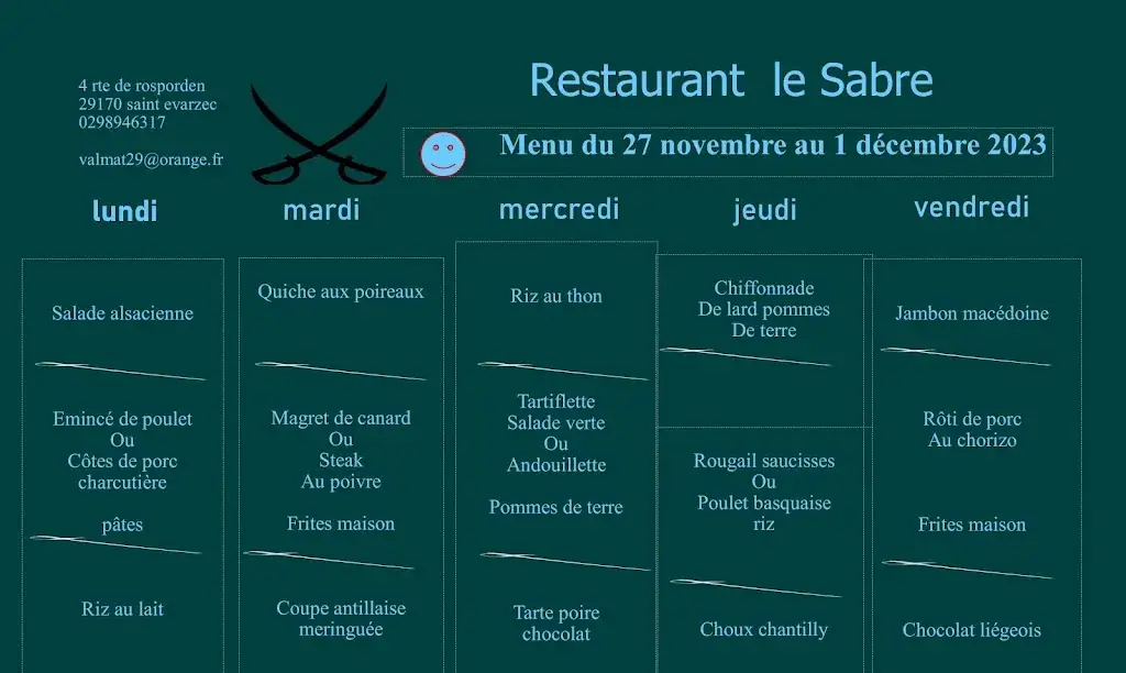 Menu_Le Sabre. Bar Restaurant_Saint-Évarzec_image_4