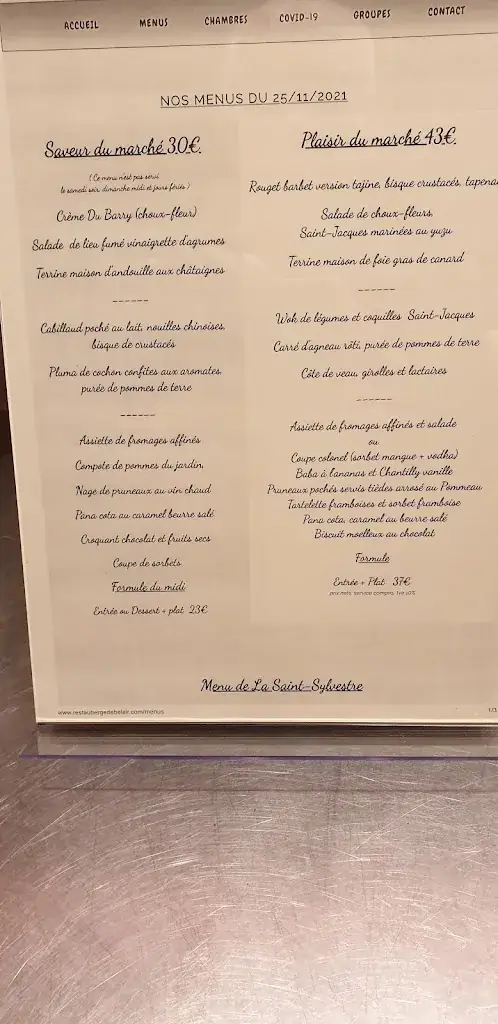 Menu_Auberge De Bel Air_Brélès_image_1