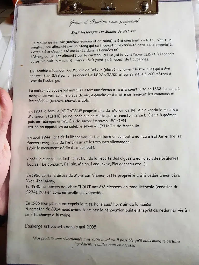 Menu_Auberge De Bel Air_Brélès_image_3