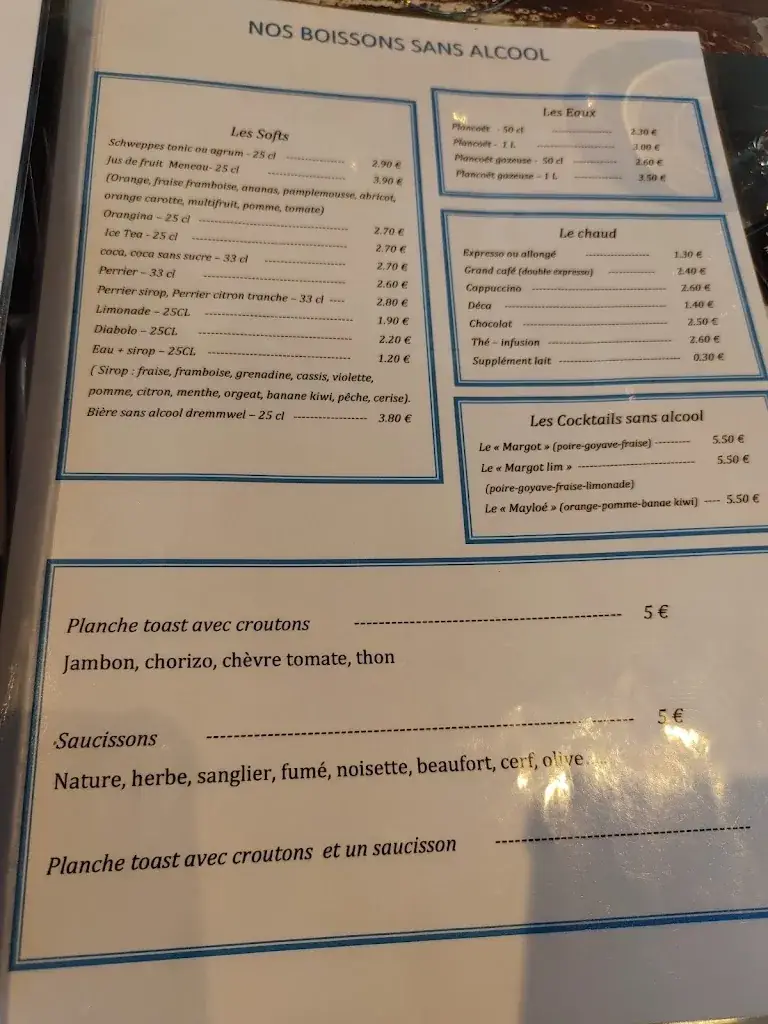 Menu_Bar Restaurant De La Cale_Lanvéoc_image_1