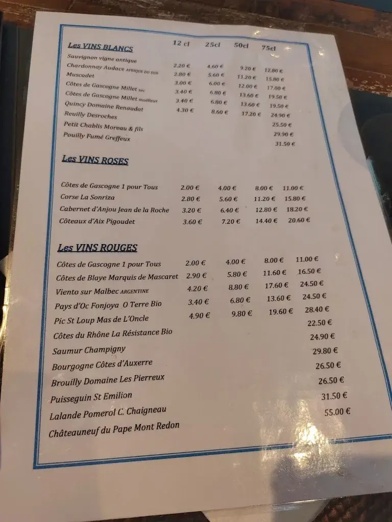 Menu_Bar Restaurant De La Cale_Lanvéoc_image_2