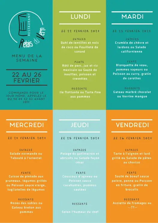 Menu_Restaurant Au Relais du Vern_Landivisiau_image_1