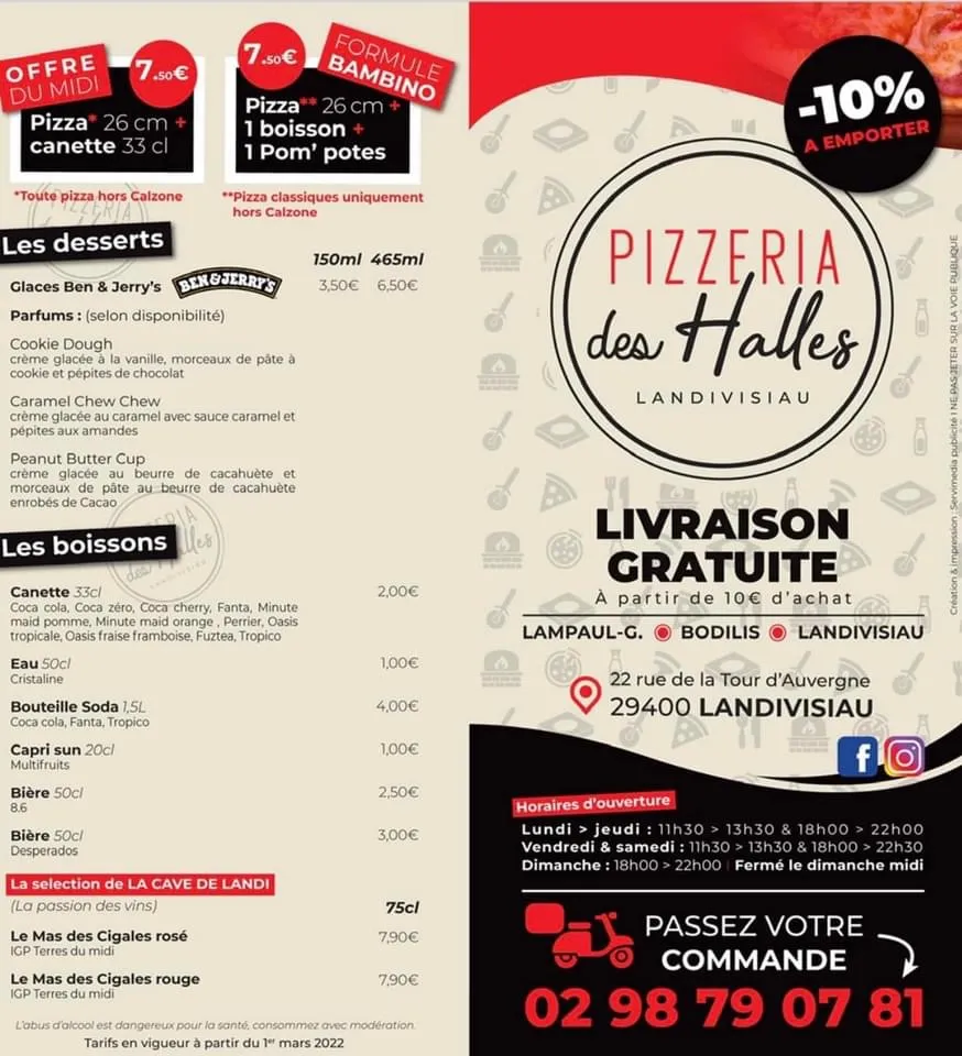 Menü_Pizzeria des Halles_Landivisiau_Bild_2