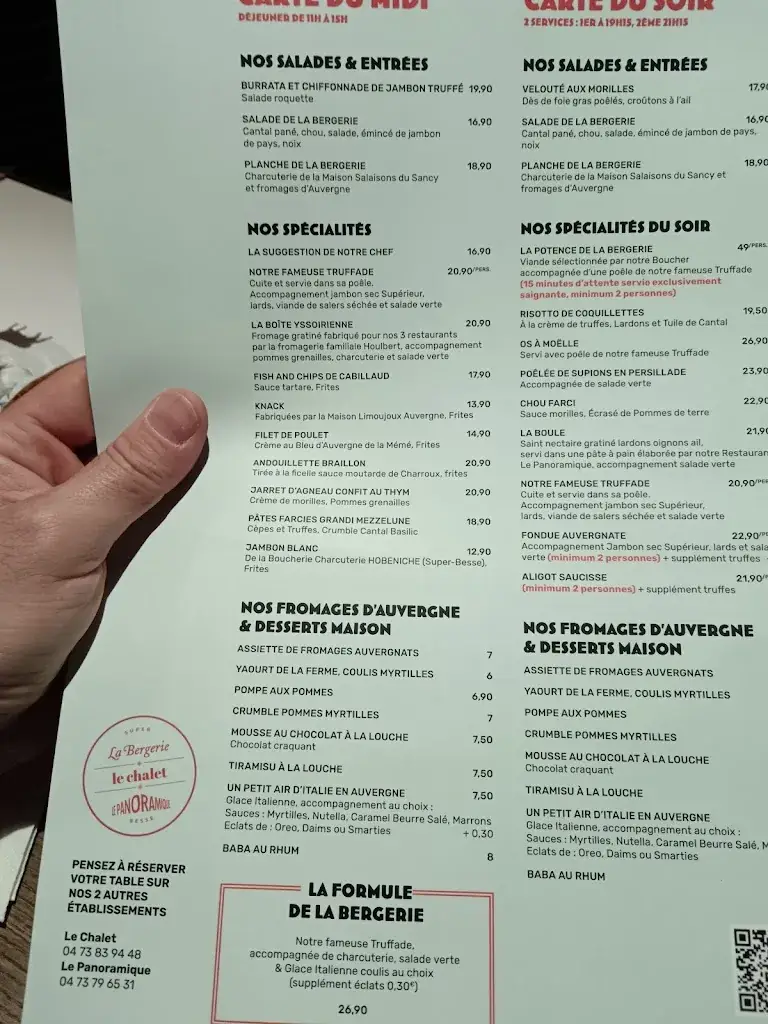 Menu_Restaurant la Bergerie Super Besse_Besse-et-Saint-Anastaise_image_2