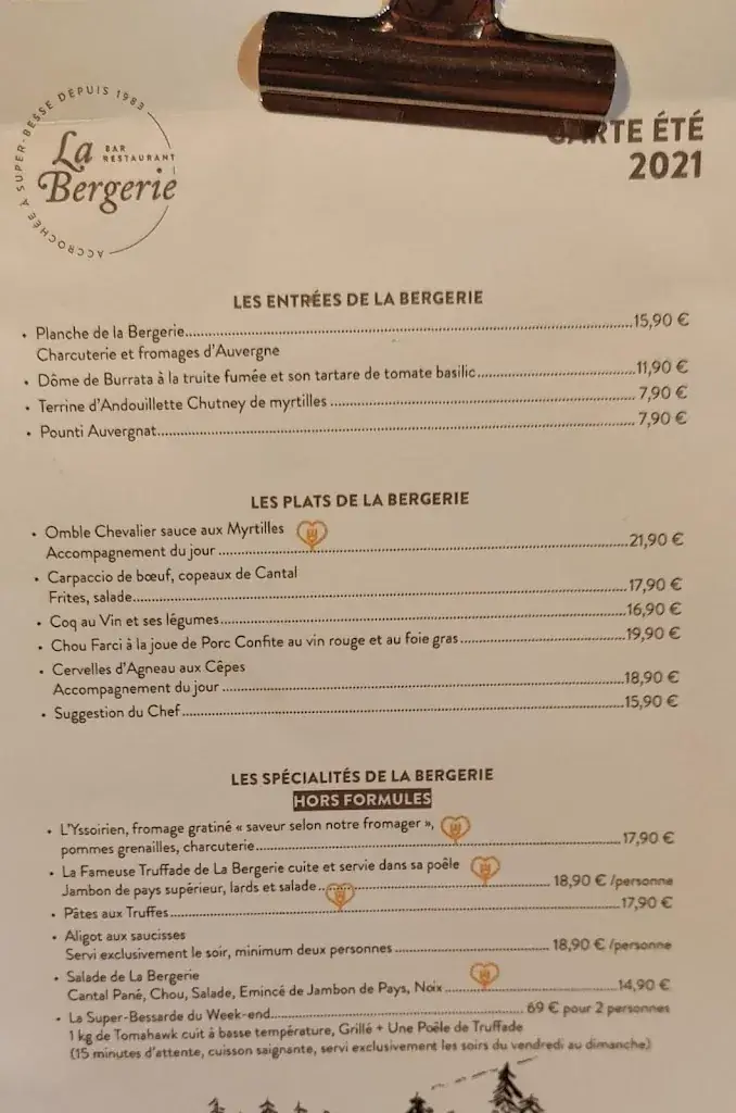 Menu_Restaurant la Bergerie Super Besse_Besse-et-Saint-Anastaise_image_4