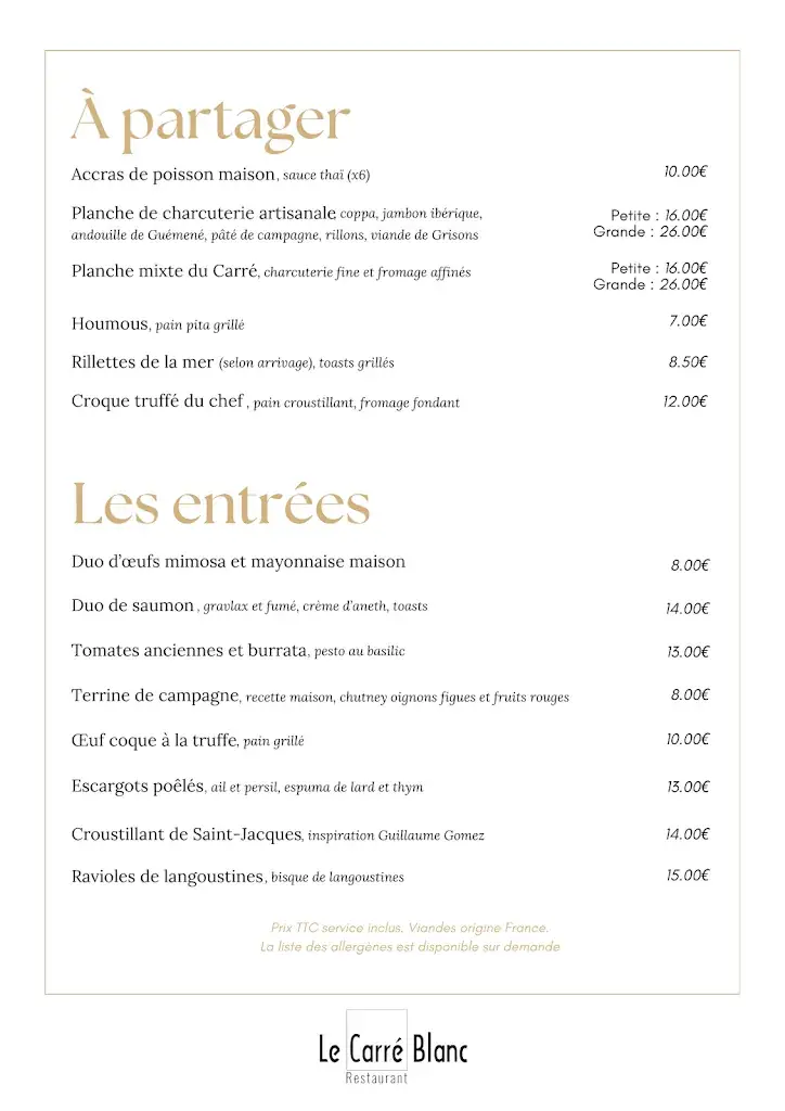 Menu_Restaurant Le Carré Blanc Saint-Brieuc Langueux_Langueux_image_1