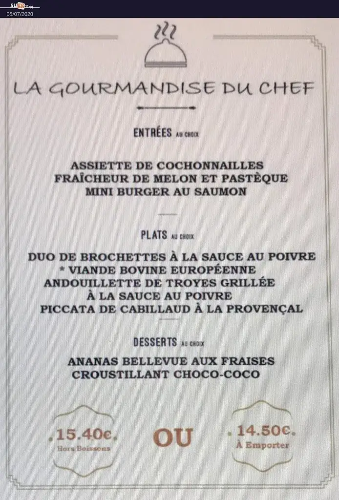 Menu_Restaurant La Vieille Braise SARL_Lanvallay_image_2