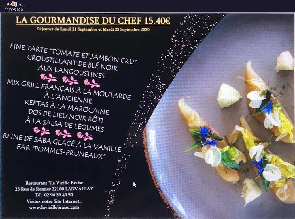 Menu_Restaurant La Vieille Braise SARL_Lanvallay_image_3