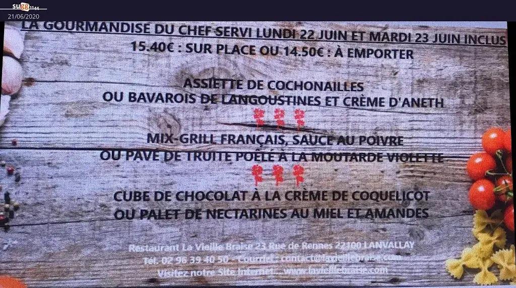 Menu_Restaurant La Vieille Braise SARL_Lanvallay_image_4