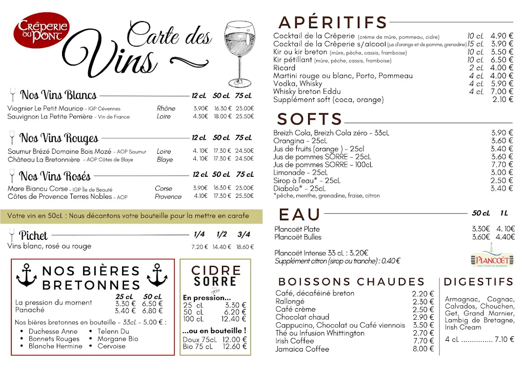 Menu_Crêperie, Pizzeria, Burgers du Pont de Paluden_Lannilis_image_3